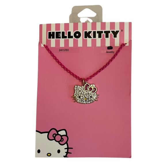 Hello Kitty Sparkling Rhinestones Pink Necklace New With Tags - Picture 1 of 3